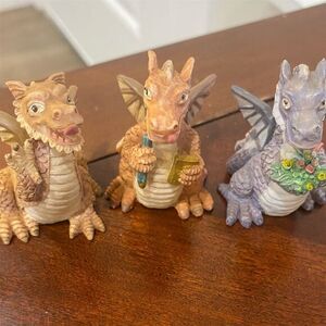 Vintage Dragon Figurines Set of 3 Fantasy Theme